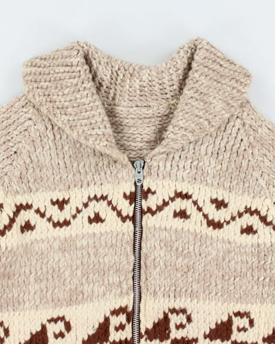 Vintage 80's Patterned Cowichan Zip Up Cardigan - L