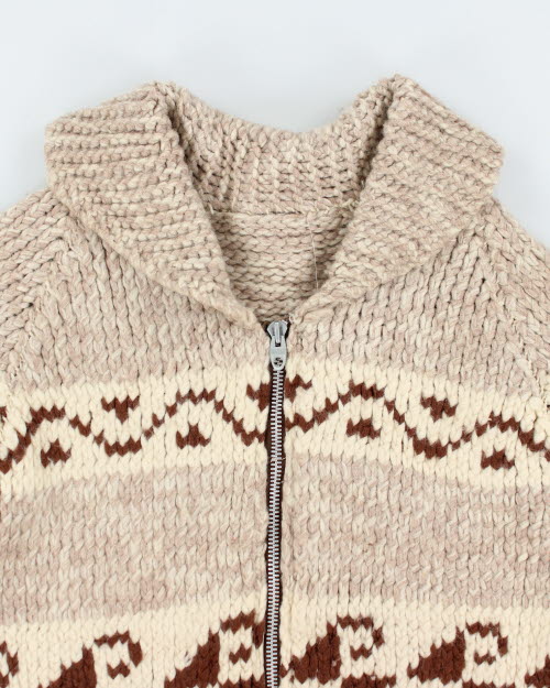 Vintage 80's Patterned Cowichan Zip Up Cardigan - L