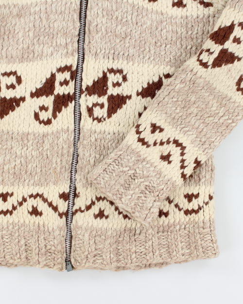 Vintage 80's Patterned Cowichan Zip Up Cardigan - L
