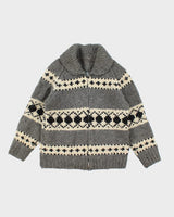 Vintage 70's Chunky Cowichan Zip Up Cardigan - M