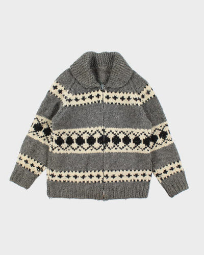 Vintage 70's Chunky Cowichan Zip Up Cardigan - M
