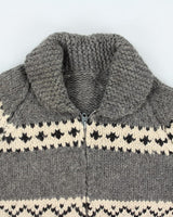 Vintage 70's Chunky Cowichan Zip Up Cardigan - M
