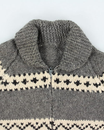 Vintage 70's Chunky Cowichan Zip Up Cardigan - M