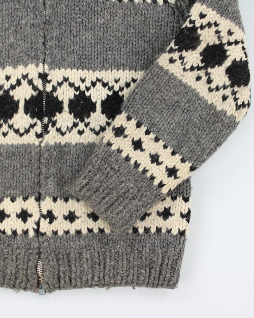 Vintage 70's Chunky Cowichan Zip Up Cardigan - M