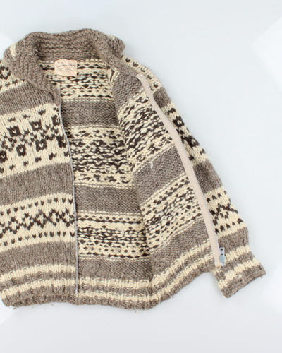 Vintage 80's Heavyweight Cowichan Zip Up Cardigan - L