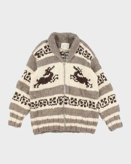 Vintage 70's Heavyweight Cowichan Indian Zip Up Cardigan - L
