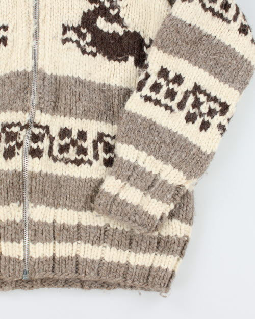 Vintage 70's Heavyweight Cowichan Indian Zip Up Cardigan - L