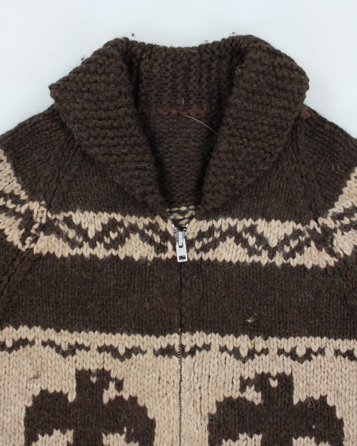 Vintage 80's Heavyweight Cowichan Zip Up Cardigan - L