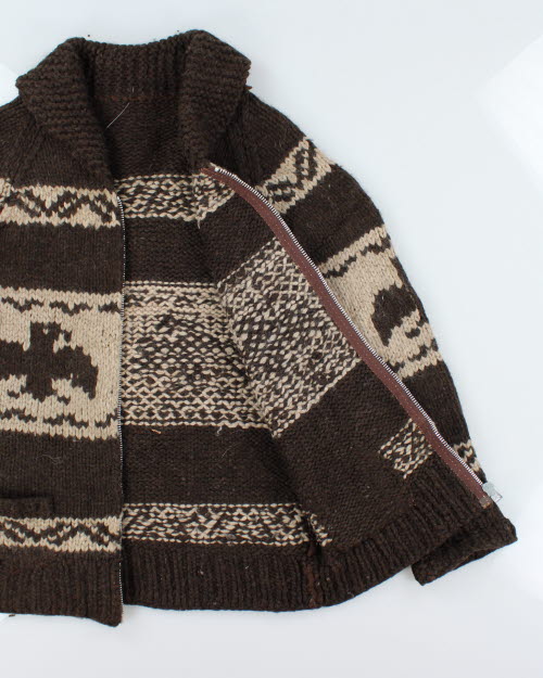 Vintage 80's Heavyweight Cowichan Zip Up Cardigan - L