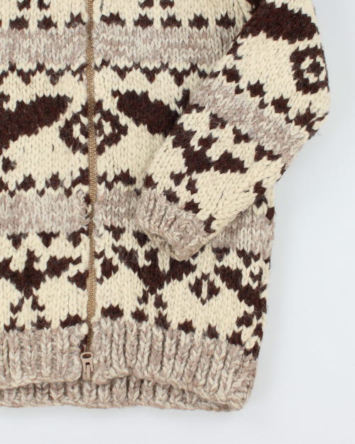 Vintage 80's Heavyweight Cowichan Zip Up Cardigan - L