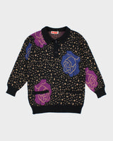 Vintage POP Quarter Button Knit Jumper - M