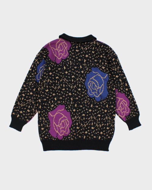 Vintage POP Quarter Button Knit Jumper - M