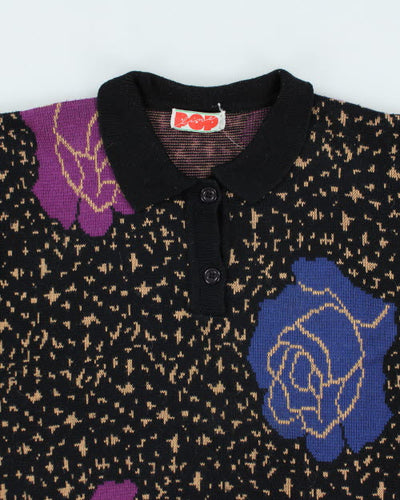 Vintage POP Quarter Button Knit Jumper - M