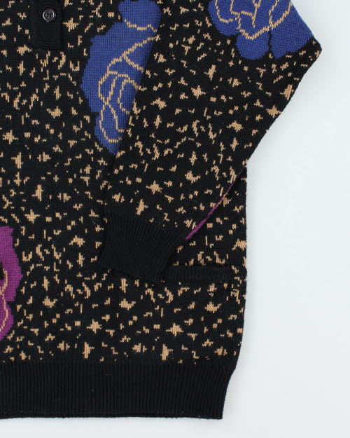 Vintage POP Quarter Button Knit Jumper - M