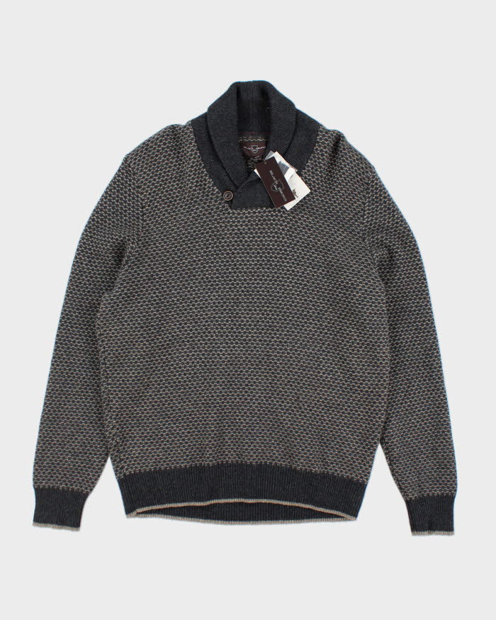 Deadstock Black Brown Wool Blend Jumper - L