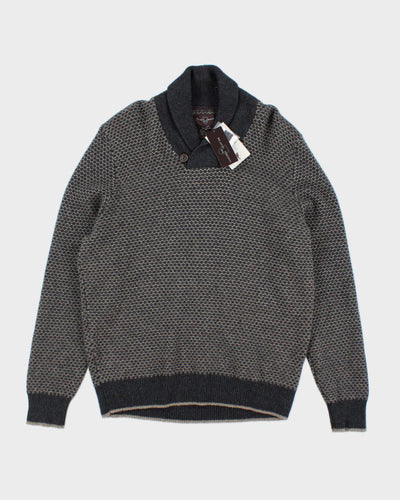 Deadstock Black Brown Wool Blend Jumper - L