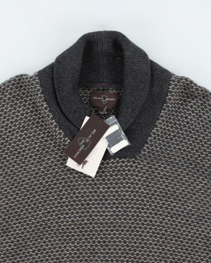 Deadstock Black Brown Wool Blend Jumper - L