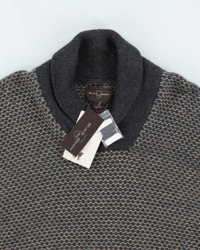 Deadstock Black Brown Wool Blend Jumper - L