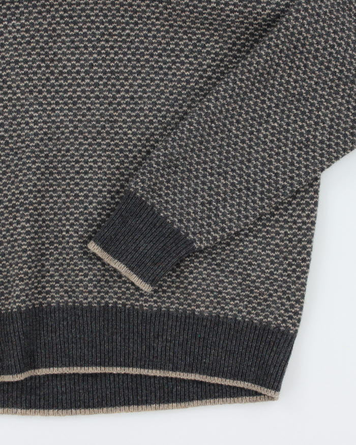 Deadstock Black Brown Wool Blend Jumper - L