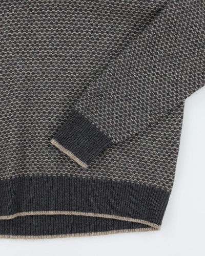 Deadstock Black Brown Wool Blend Jumper - L