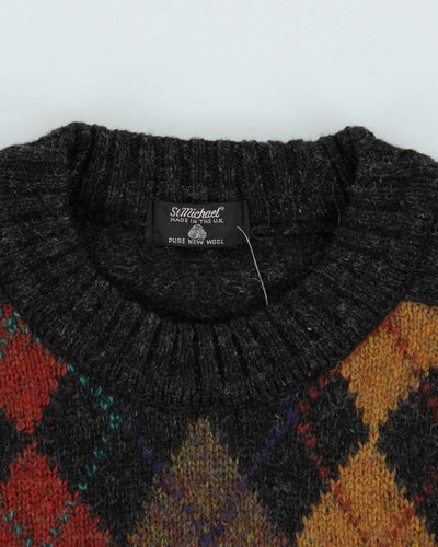 Vintage St Michael Wool Argyle Jumper - S