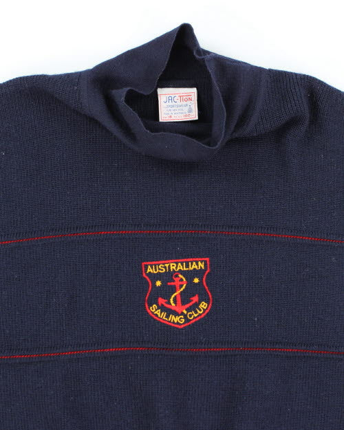 Vintage 80's Jaction Pure Wool Roll Neck Knit Jumper - L