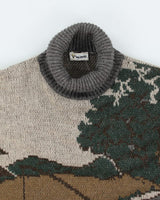 Vintage 90's Patterned Roll Neck Knit Jumper - L