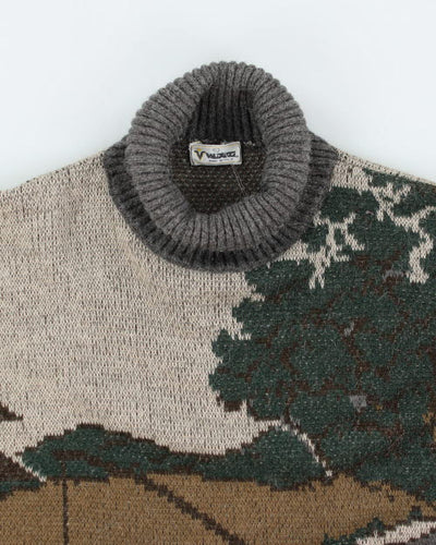 Vintage 90's Patterned Roll Neck Knit Jumper - L