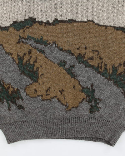 Vintage 90's Patterned Roll Neck Knit Jumper - L