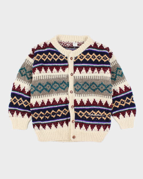 Vintage 80's Las Americas Chunky Button Up Wool Cardigan - XL