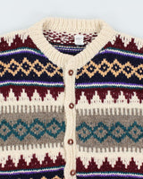 Vintage 80's Las Americas Chunky Button Up Wool Cardigan - XL