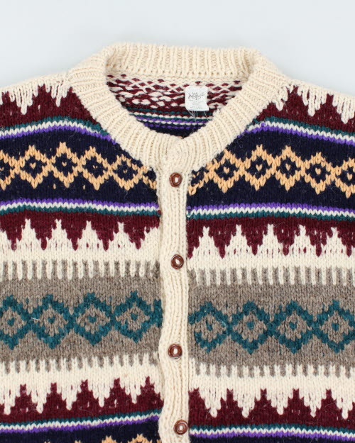 Vintage 80's Las Americas Chunky Button Up Wool Cardigan - XL