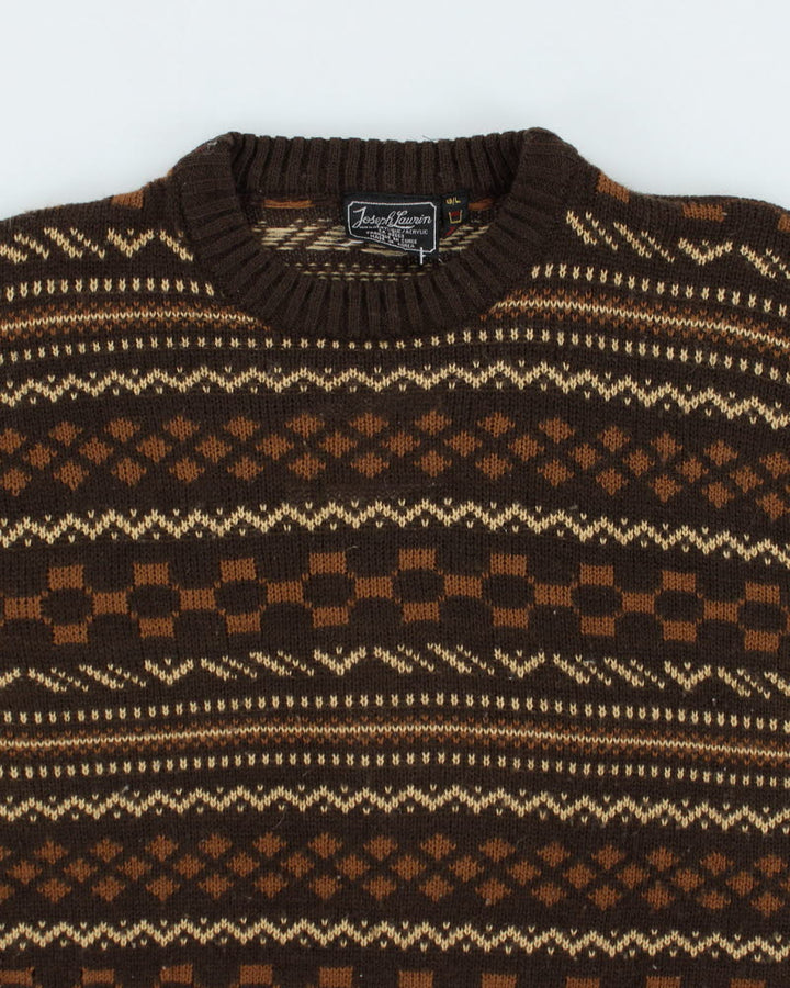 Vintage Joseph Laurin Brown Knit Jumper - L