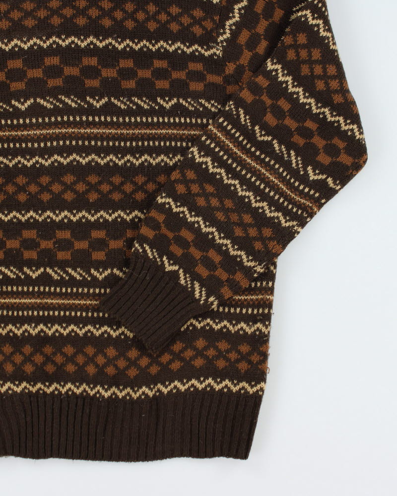 Vintage Joseph Laurin Brown Knit Jumper - L