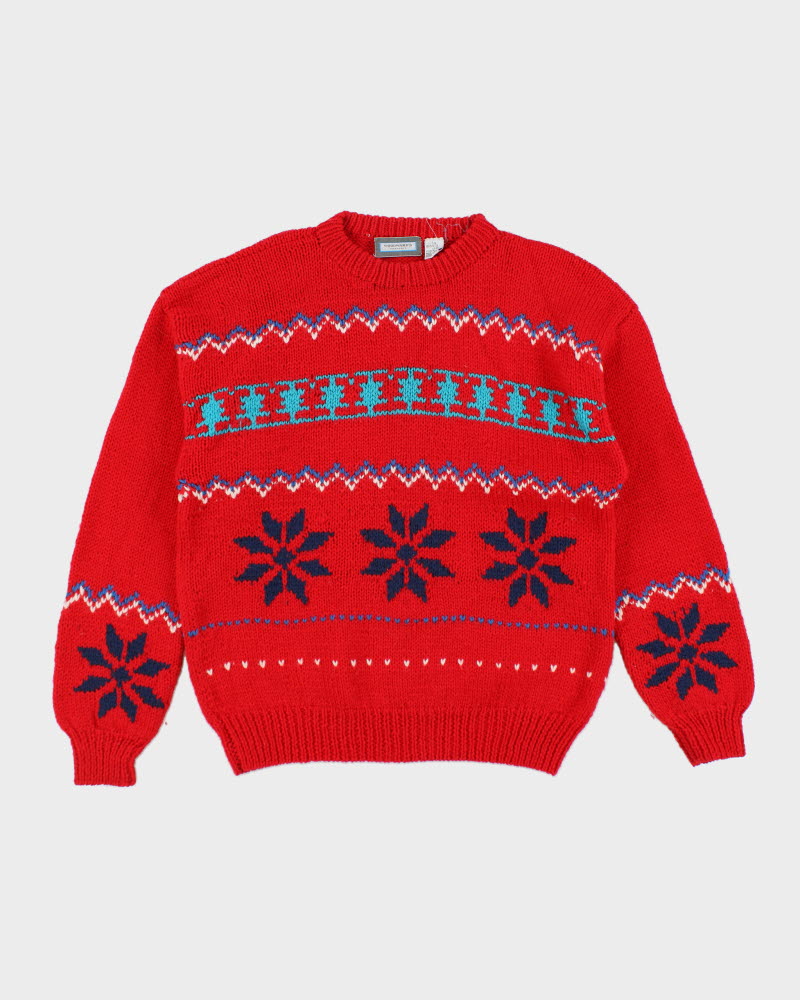 Vintage Wool Christmas Jumper - L