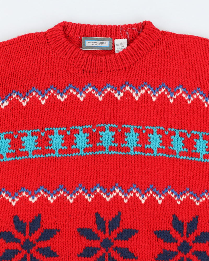 Vintage Wool Christmas Jumper - L