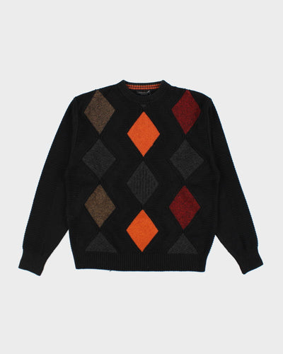 Vintage Point Wool Blend Argyle Knit Jumper - M