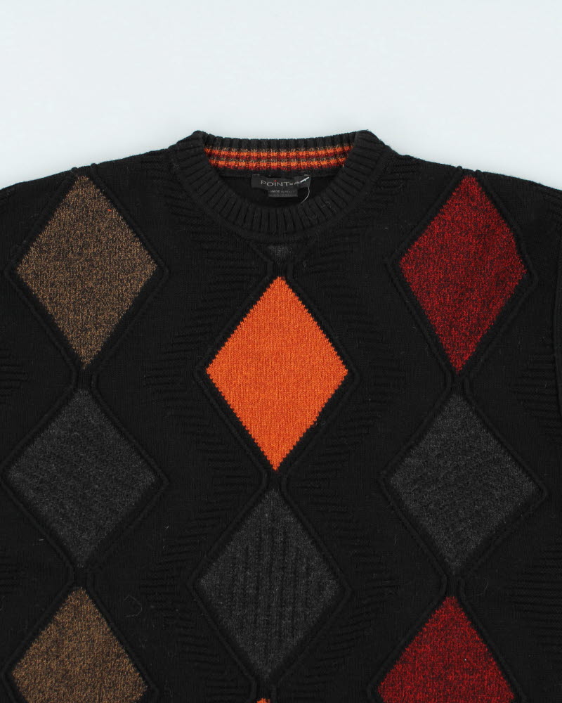 Vintage Point Wool Blend Argyle Knit Jumper - M