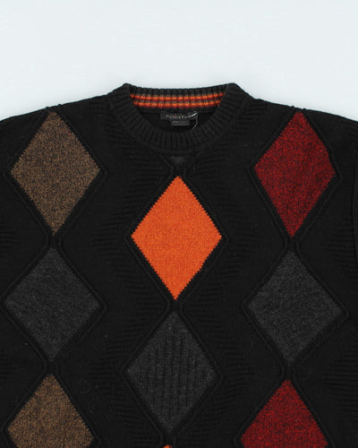Vintage Point Wool Blend Argyle Knit Jumper - M
