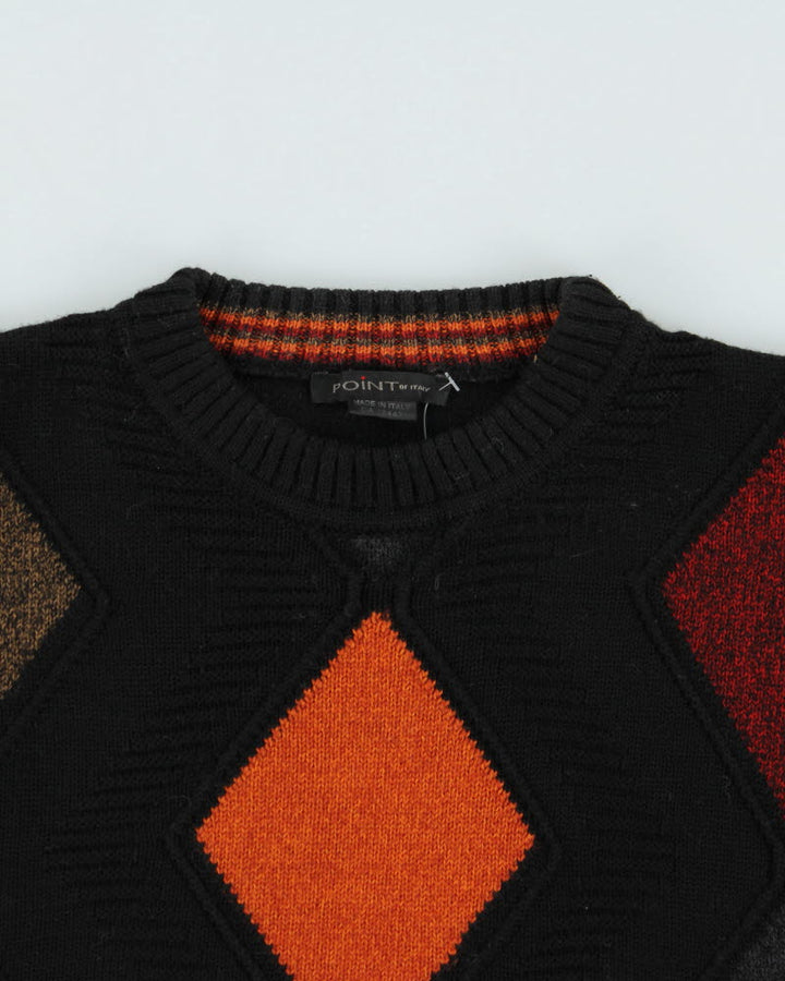 Vintage Point Wool Blend Argyle Knit Jumper - M