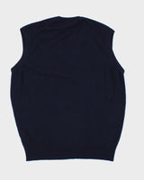 Vintage 90's Burberry Lambswool Knitted V-Neck Tank Jumper - L