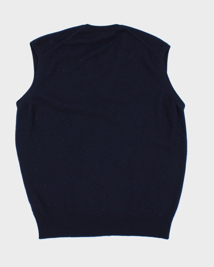 Vintage 90's Burberry Lambswool Knitted V-Neck Tank Jumper - L