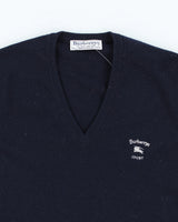 Vintage 90's Burberry Lambswool Knitted V-Neck Tank Jumper - L