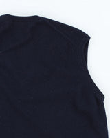 Vintage 90's Burberry Lambswool Knitted V-Neck Tank Jumper - L