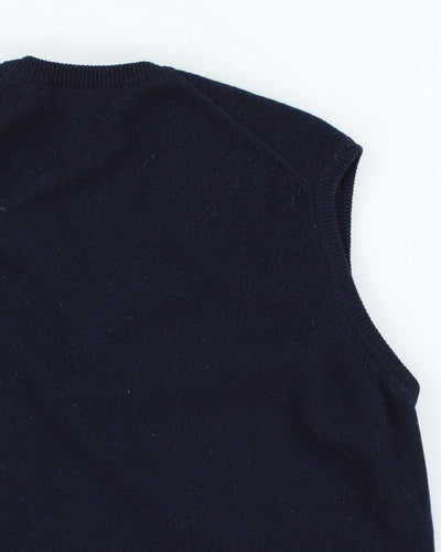 Vintage 90's Burberry Lambswool Knitted V-Neck Tank Jumper - L