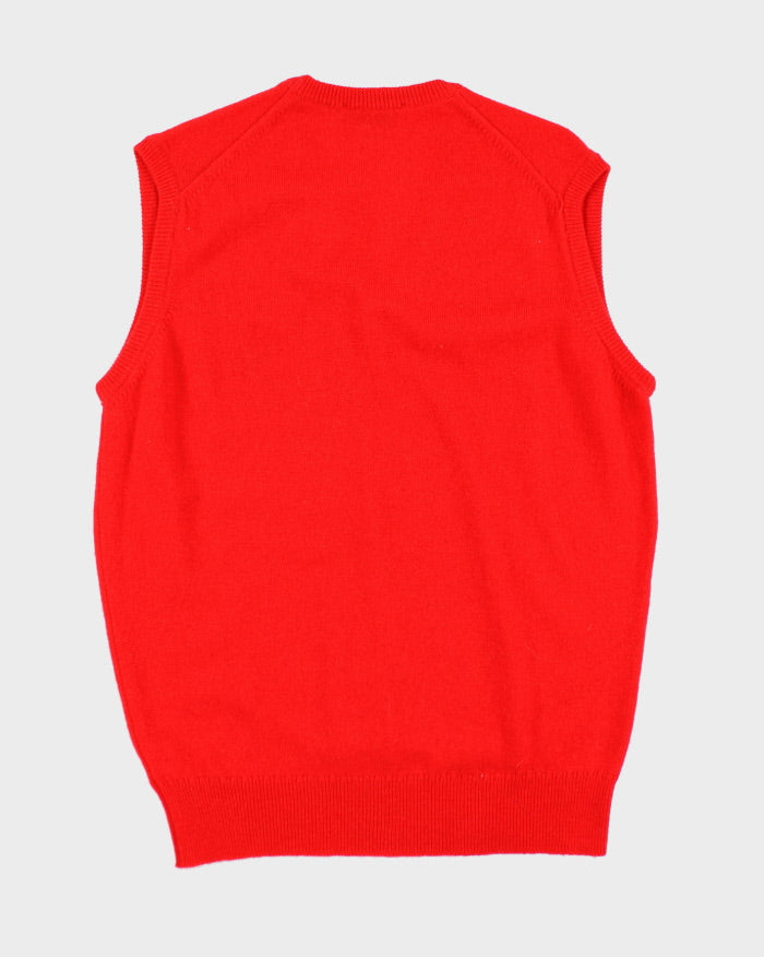 Vintage 90's Burberry Lambswool Knitted V-Neck Tank Jumper - L