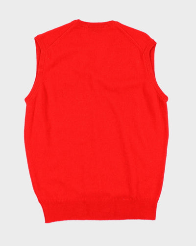 Vintage 90's Burberry Lambswool Knitted V-Neck Tank Jumper - L