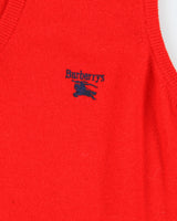 Vintage 90's Burberry Lambswool Knitted V-Neck Tank Jumper - L