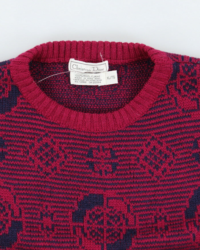 Vintage 90's Christian Dior Chunky Wool Knit Jumper - XL