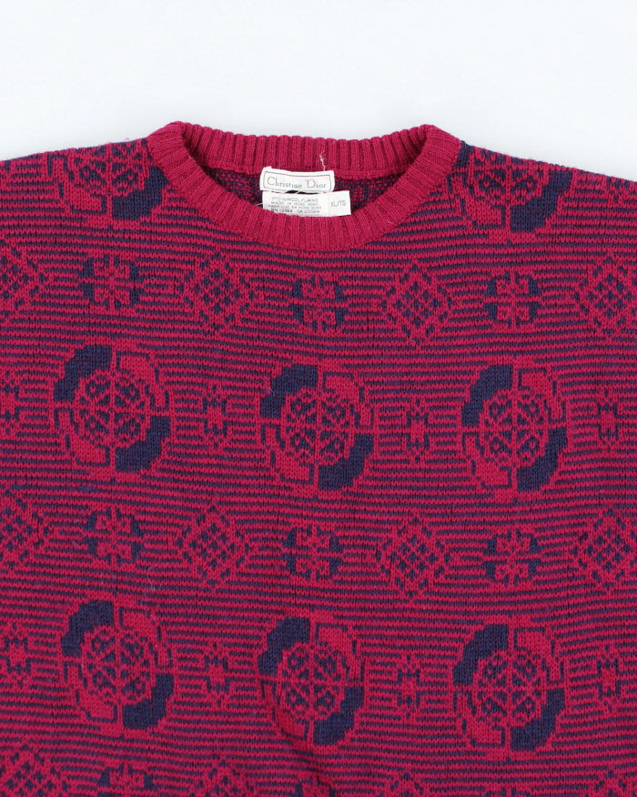 Vintage jaren 90 Christian Dior dikke wollen gebreide trui XL